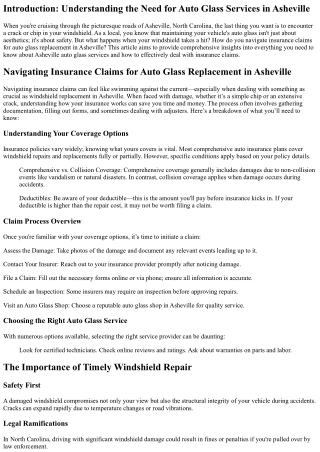 Navigating Insurance Claims for Auto Glass Replacement in Asheville