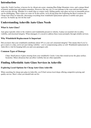 Exploring the Best Locations for Cheap Auto Glass in Asheville