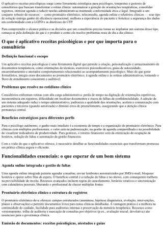 Aplicativo receitas psicológicas para agilizar agenda com LGPD