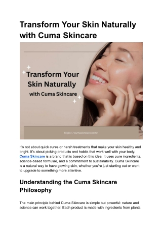 Transform Your Skin Naturally with Cuma Skincare