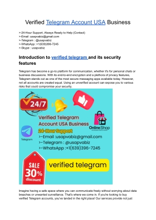 Verified Telegram Account USA Business