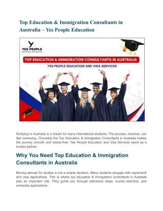 Top Education & Immigration Consultants in Australia – Yes People Education