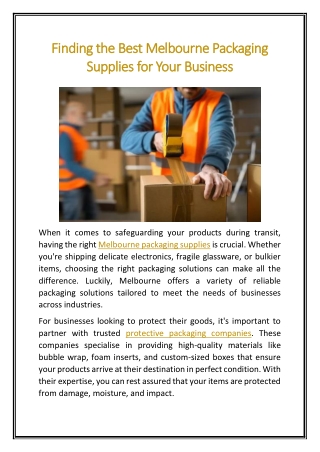 Finding the Best Melbourne Packaging Supplies for Your Business