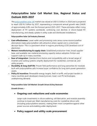 Polycrystalline Solar Cell Market