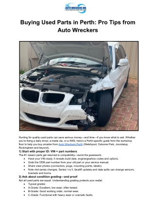 Buying Used Parts in Perth_ Pro Tips from Auto Wreckers