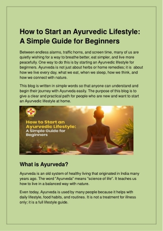 Easy Ayurveda Lifestyle Guide Simple Habits for Beginners
