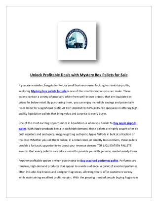 Unlock Profitable Deals with Mystery Box Pallets for Sale