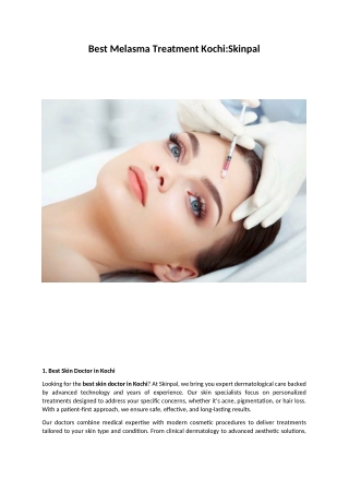 Best Melasma treatment in Kochi-skinpal