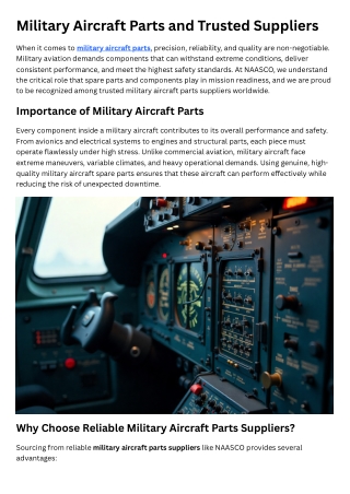 Military Aircraft Parts and Trusted Suppliers