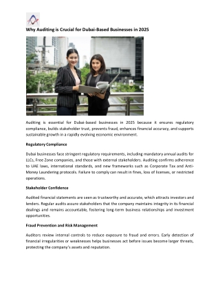 Why Auditing is Crucial for Dubai-Based Businesses in 2025