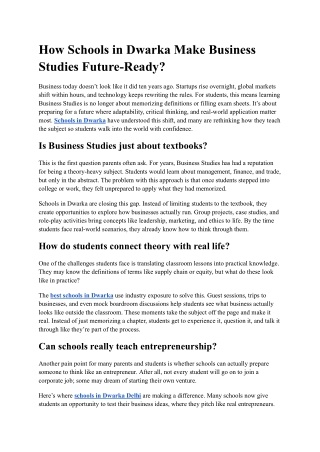 How Schools in Dwarka Make Business Studies Future-Ready