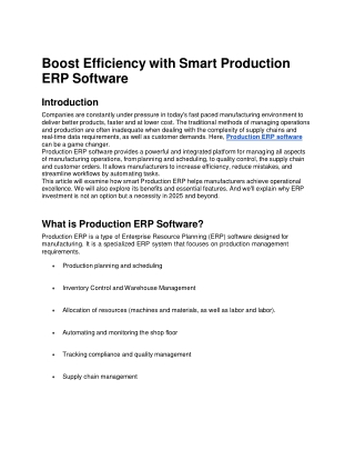 Boost Efficiency with Smart Production ERP Software