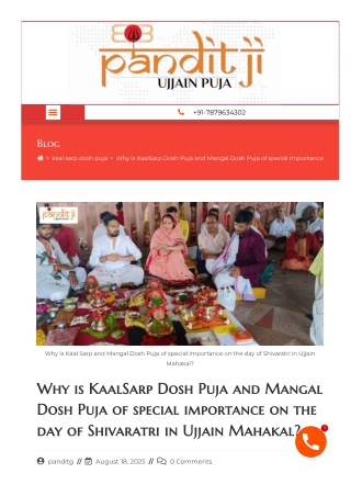 Why is KaalSarp Dosh Puja and Mangal Dosh Puja of special importance on the day of Shivaratri in Ujjain Mahakal