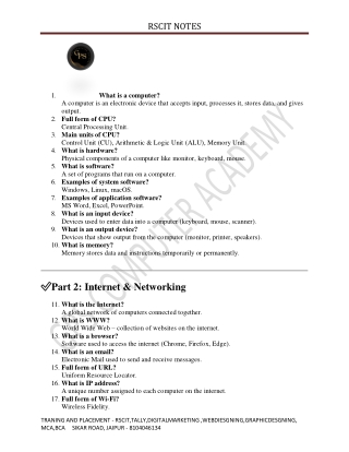 RSCIT NOTES