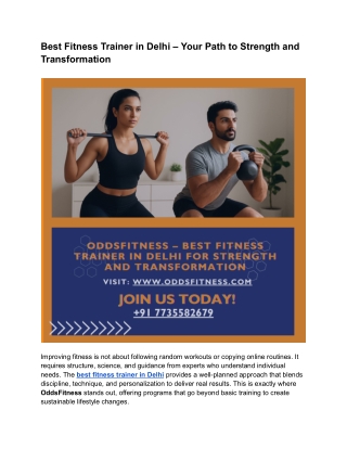 Best Fitness Trainer in Delhi – Your Path to Strength and Transformation