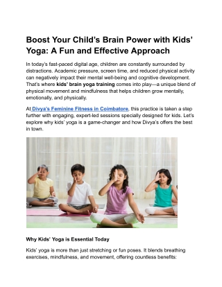 kids yoga classes in coimbatore