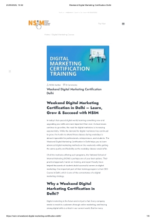 Weekend Digital Marketing Certification Delhi