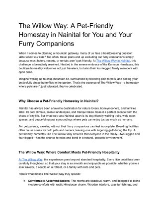 The Willow Way – Best Homestay in Nainital