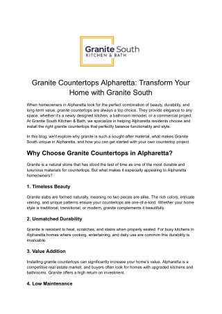 Granite Countertops Alpharetta_ Transform Your Home with Granite South