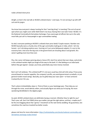 ncdex unlisted share price (2)