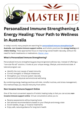 Personalized Immune Strengthening & Energy Healing Your Path to Wellness in Australia