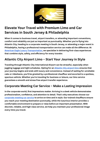 corporate meeting car service