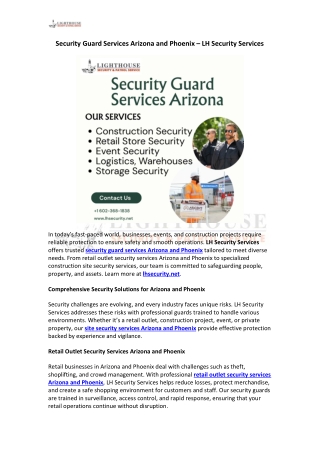 Security Guard Services Arizona and Phoenix – LH Services