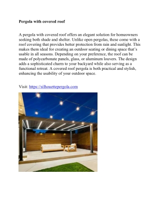 Pergola with covered roof