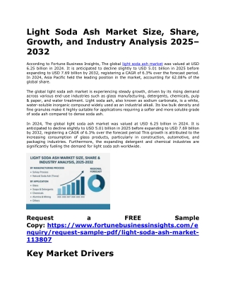 Light Soda Ash Market Global Forecast, Industry Outlook to 2032