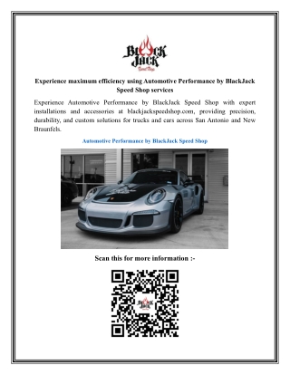 Experience maximum efficiency using Automotive Performance by BlackJack Speed Shop services
