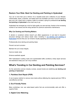 Restore Your Ride_ Best Car Denting and Painting in Hyderabad