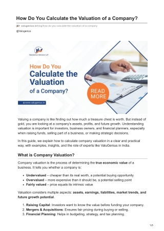valugenius.in-How Do You Calculate the Valuation of a Company