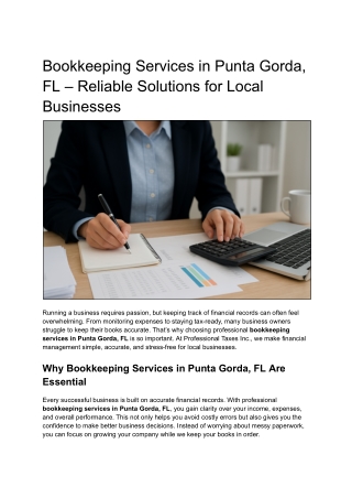Bookkeeping Services in Punta Gorda, FL – Reliable Solutions for Local Businesses