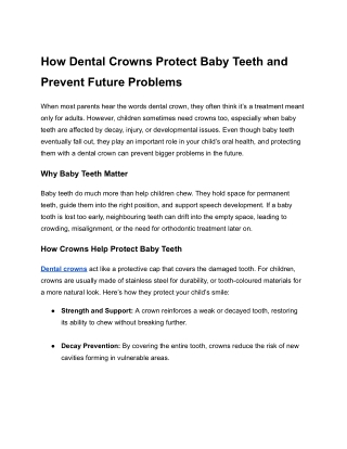 How Dental Crowns Protect Baby Teeth and Prevent Future Problems