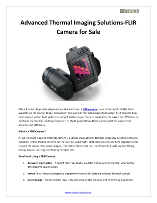 Advanced Thermal Imaging Solutions-FLIR Camera for Sale