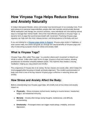 How Vinyasa Yoga Helps Reduce Stress and Anxiety Naturally