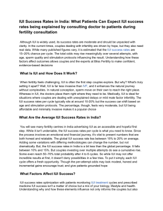 IUI Success Rates in India