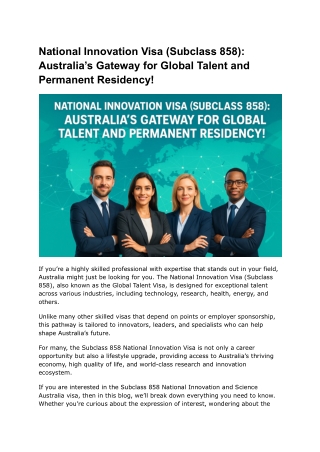 National Innovation Visa (Subclass 858)_ Australia’s Gateway for Global Talent and Permanent Residency