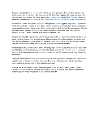 Larimar vs Other Gemstones Why This Caribbean Blue Stone Stands Out