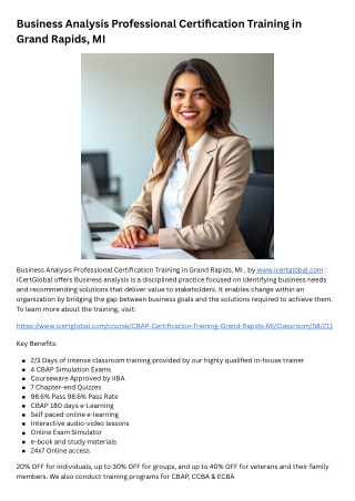 Business Analysis Professional Certification Training in Grand Rapids, MI