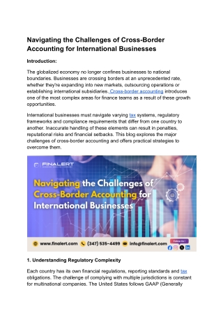 Navigating the Challenges of Cross-Border Accounting for International Businesses