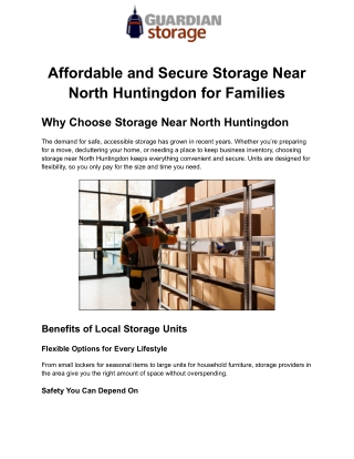 Affordable and Secure Storage Near North Huntingdon for Families
