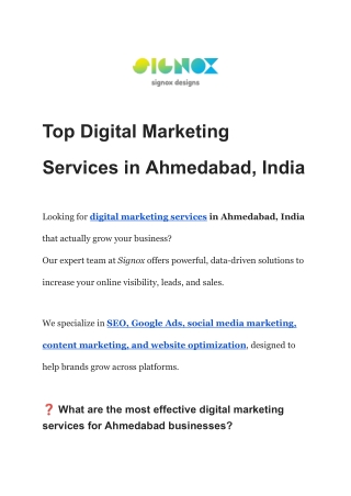 Top Digital Marketing Services in Ahmedabad, India