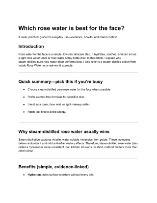 Which rose water is best for face