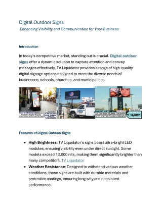 Digital Outdoor Signs Enhancing Visibility and Communication