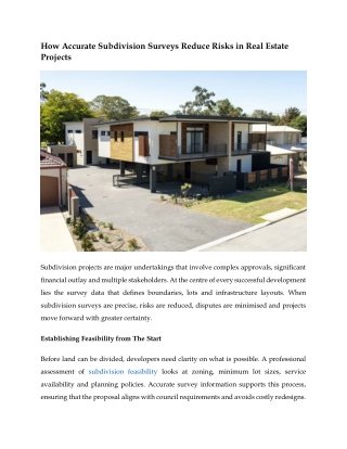 How Accurate Subdivision Surveys Reduce Risks in Real Estate Projects