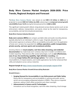 Body Worn Camera Market Analysis 2026