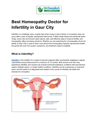 Best Homeopathy Doctor for Infertility in Gaur City