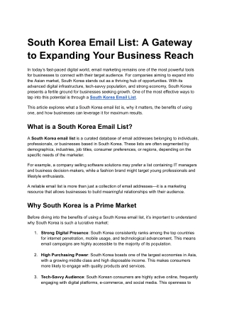 South Korea Email List: A Gateway to Expanding Your Business Reach