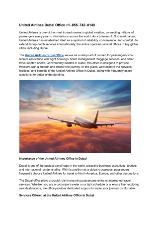 United Airlines Dubai Office  1–855–742–0149